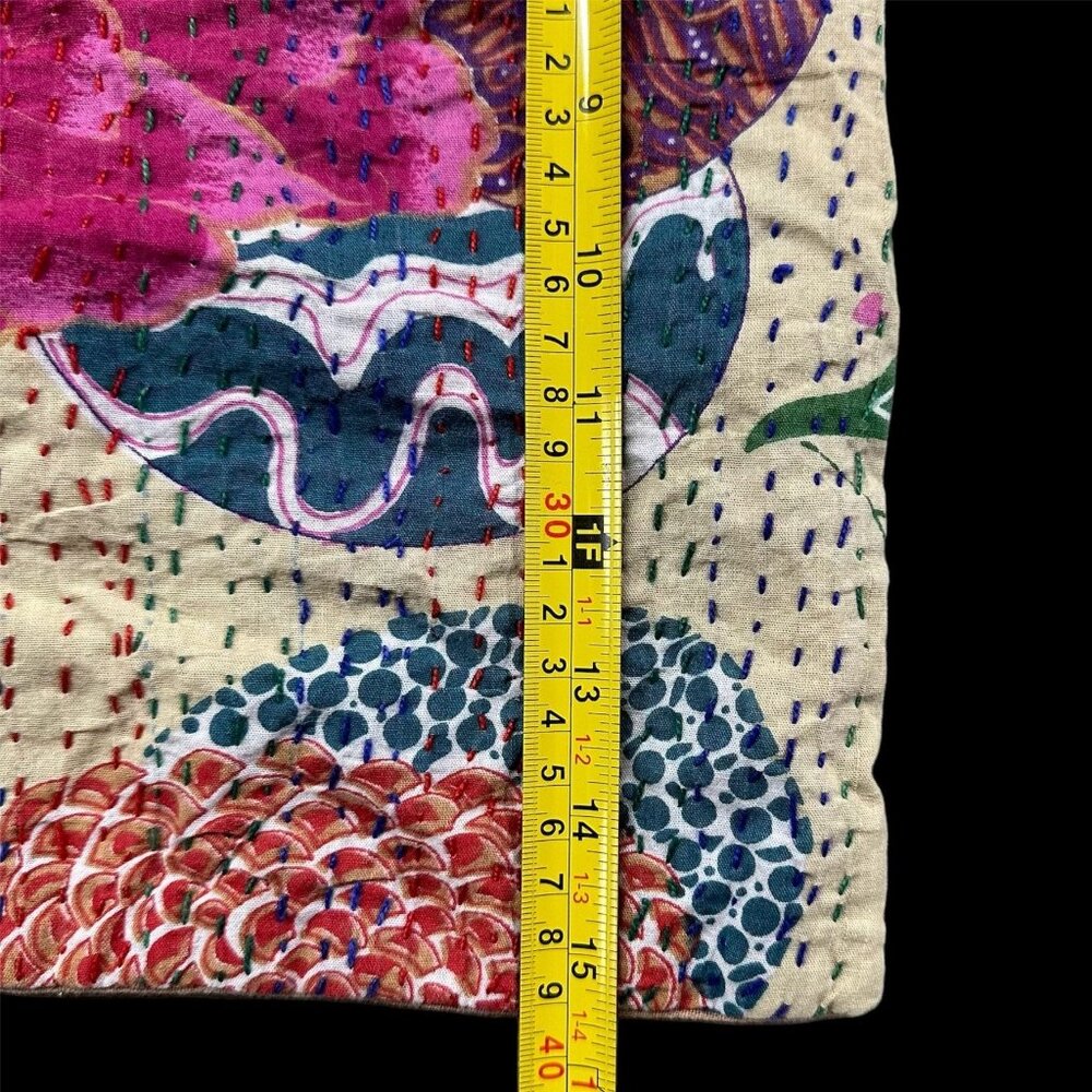 Decorative Throw Pillow Covers Cases Kantha Bright Floral Zipper Boho Eclectic - Picture 8 of 9